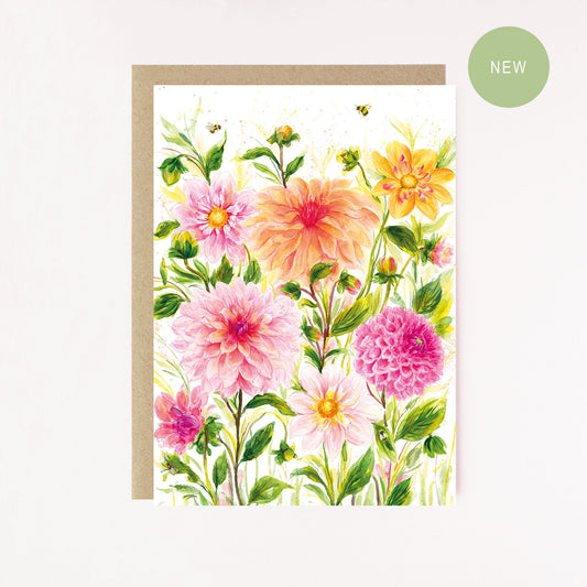 Dahlias in Bloom Greetings Card