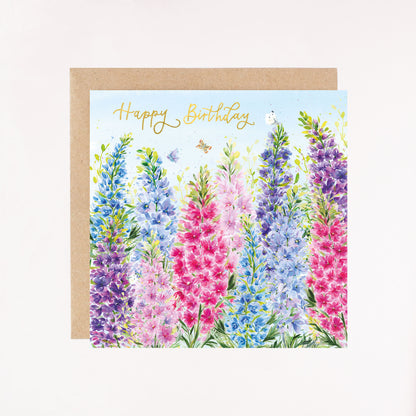 Delphinium Fields Foil Greetings Card