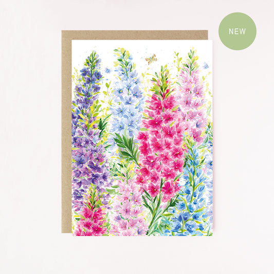 Delphiniums in Bloom Greetings Card