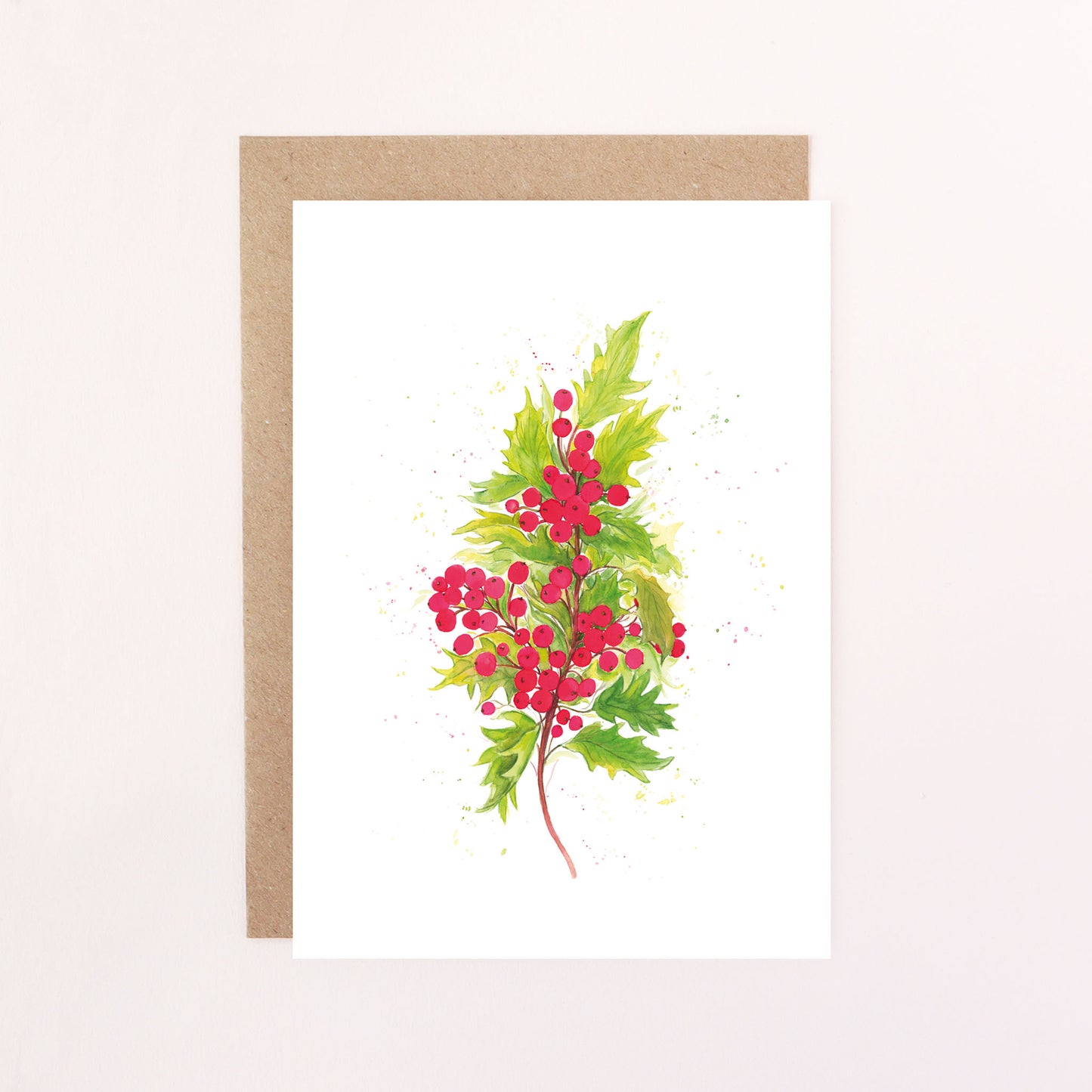 Holly Greetings Card