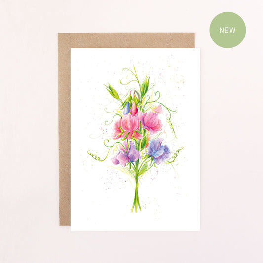 Sweet Pea Greetings Card